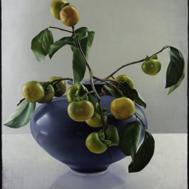 Persimmons in Blue Vase